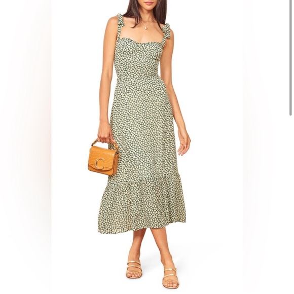 Reformation Dresses & Skirts - Reformation Green Floral Midi Dress